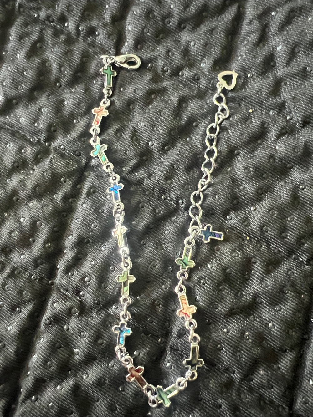 Beautiful Multicolor Abalone / Paua Shell Cross Link Bracelet